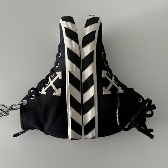 Off-White High-Top Vulcanised Sneakers, Size 44/ US 11 - Picture 14 of 17